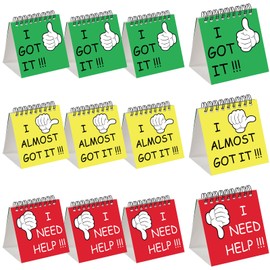 Harloon 12 Pcs I Need Help Mini Flip Chart Signs Self Assessment Cards Behavior Management Classroom Tools for Kids Teachers Classroom School Behavior Educational and Learning Activities Supplies