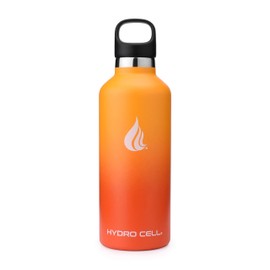 HYDRO CELL Stainless Steel Water Bottle with Straw & Standard Mouth Lids (32oz 24oz 20oz 16oz) Keeps Liquids Hot or Cold with Double Wall Vacuum Insulated Sweat Proof Sport Design (Red/Orange 32oz)*