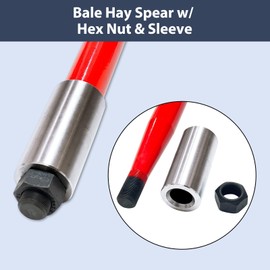 Hay Spear 49" Bale Spear 4000 lbs Capacity, Quick Attach Square Hay Bale Spears, Hay Handing Equipment, Bale Hay Spike with Hex Nut & Sleeve for Kubota Bobcat Buckets Tractors Loaders