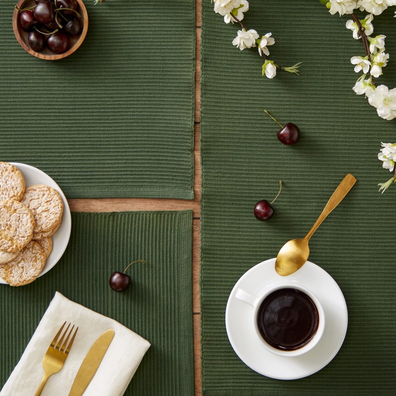 DII DII Basic Everyday Ribbed Tabletop 100% Cotton, Placemat Set,