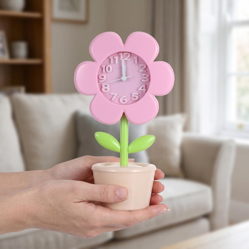 Artibetter Cute Flower Alarm Clock for Girls: Silent Movement &