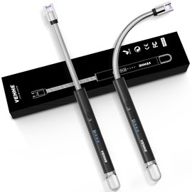 VEHHE USB Lighter, Candle Electric Lighter with Safety Lock Rechargeable Arc Lighters with LED Display, 360° Flexible Long Neck Lighters for Candles Grilling Cooking Barbecue Camping Windproof