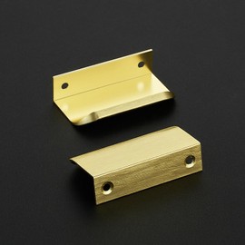 Ravinte Hardware 12 Pack Gold Cabinet Handles, 3 Inch (76mm) Finger Edge Pulls, 2 Inch Hole Center, Finger Pulls for Cabinets