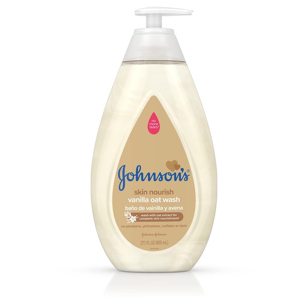Johnson's Skin Nourishing Baby Wash with Vanilla & Oat Extract, Hypoallergenic & Tear Free Baby Wash, 27.1 fl. oz