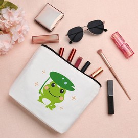 QONCV Frog Gifts, Frog Lovers Makeup Bag Frogs Themed Inspirational Motivational Encouragement Emotional Support Cheer Up Positive Cosmetic Bags Christmas Gift Presents Ideas for for Women