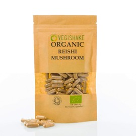 Organic Reishi Mushroom HPMC Capsules Peptidoglycans Polysaccharides Triterpenoids Vegan Halal Kosher (90 Capsules)