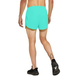 DEMOZU - Pantalones cortos de neón de 3 pulgadas para hombre, de secado rápido, para entrenamiento, gimnasio, maratón, con forro, Menta, azul, Large