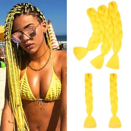 Gairyan Braiding Hair Extensions Ombre Jumbo Braids Synthetic Hair 5packs 24 inches 500g Coloured Hair for Braiding Extensions Box Braids Crochet Twist, Yellow