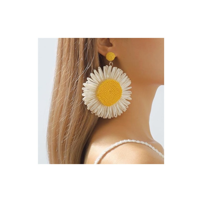 ALRNBY Big Sunflower Statement Earrings for Women Pretty Dangle Stud