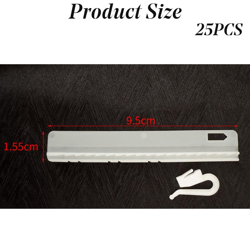 25pcs White Plastic Adjustable Curtain Hooks, Clip-on Drapery Hooks with
