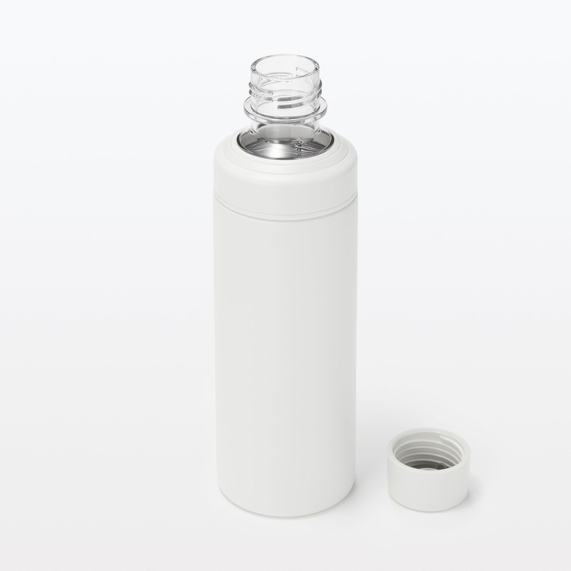 Mujin Ryohin Stainless Steel Carbonation-Friendly Insulated Bottle, White, 600 mL,