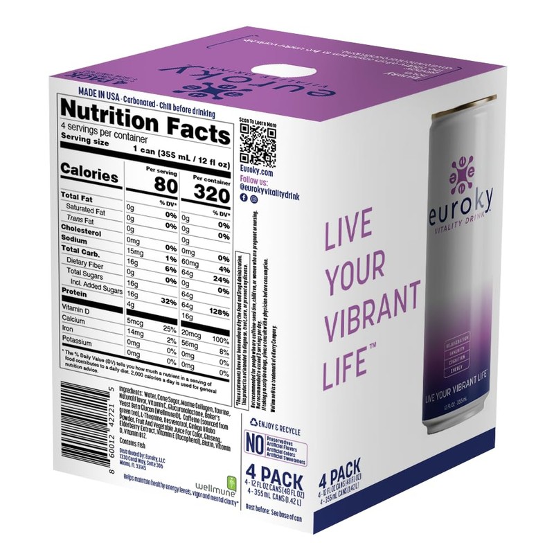 Euroky Vitality Drink, Wellness Beverage – Rejuvenation, Immunity, Cognition and