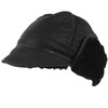 SNUGRUGS Mens Black Real Sheepskin Stud Trapper Hat. Leather Bound