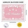 AIBIIN Mi Bautizo Banner Backdrop for Girl Pink Mexican Baptism