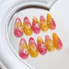 Mkwntg 24Pcs Flower Press on Nails Medium Almond Fake Nails