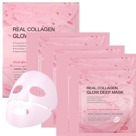 Collagen Face Mask Korean Skincare,Hydrating Face Mask for Dry Skin,4PCS Anti Wrinkle