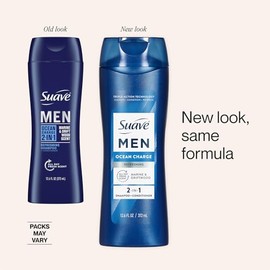 Suave Champú y acondicionador 2 en 1 para hombre, Ocean Charge + desodorante antitranspirante para hombres, Ocean Charge, protección contra el sudor y