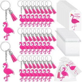 Sureio 24 Set Pink Flamingo Keychains with Inspirational Tags and Organza Bags Flamingo Gifts for Women Cheer up Key Chains Luau Party Favors Hawaiian Tropical Birthday Motivational Gifts