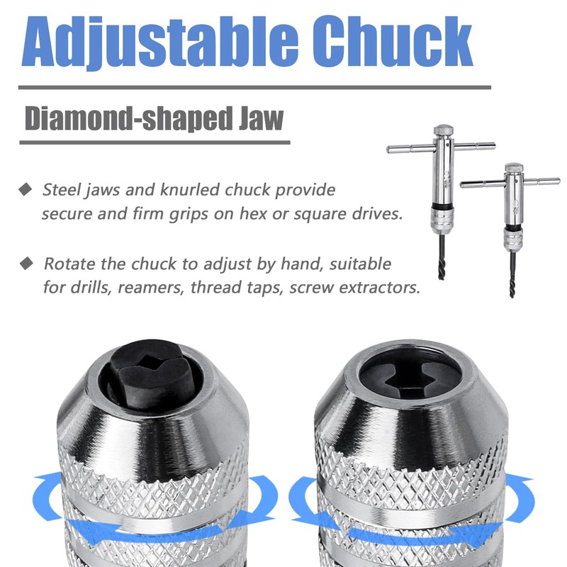 Mesee 2 Pieces T-Handle Ratchet Tap Wrench Set, Adjustable Ratcheting
