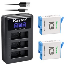 Kastar 2 Pack Battery and LCD Triple USB Charger Compatible with GoPro ADBAT-001 ADDBD-001 Battery, GoPro HERO10 Hero 10 Black Edition, GoPro HERO9 Hero 9 Black Edition Action Camera