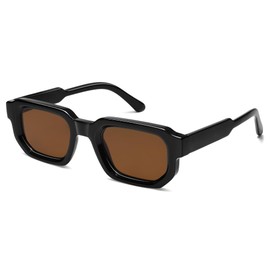 VANLINKER Retro Small Chunky Rectangle Sunglasses for Men Women Vintage Trendy Square Thick Sun Glasses VL9823, C17-brown Lens/Brown Frame, Medium