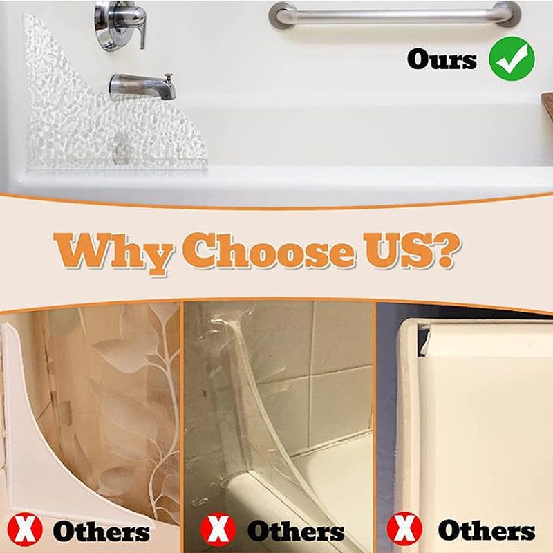 HYSSBR 2Pcs Thickened Shower Splash Guard Durable Bathtub Corner Splash