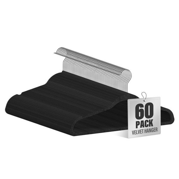 Simple Deluxe Velvet Hangers 60 Pack, Space Saving Heavy Duty