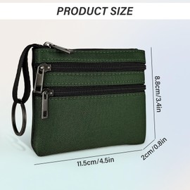 AfitLulu Keychain Wallet, Nylon Zipper Key Chain Wallet with Multi Pocket for Keys/Change/Card/Coin, Avoid Scratches Small Coin Purse for Daily Use Keep Small Items Neat Mini Pouch(Green)
