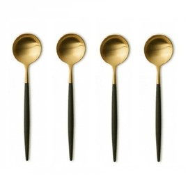 Cutipol Goa Black Gold Dessert Spoons 4P / 큐티폴 고아 블랙골드 디저트 스푼 4P