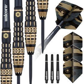 Unicorn Darts Set | Top Brass 4 | Intricately Machined 100% Brass Barrels with Black & Golden Accents & Laser Etched U Logo | Steel Tip | 20 g