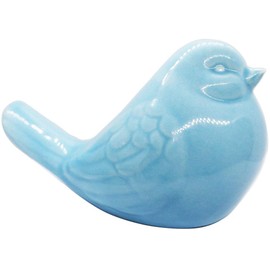 realideas New Blue Bird Figurine, Ceramic Chubby Bird Figure Cottage Animal Bird Statue Decorations for Home Garden Decor Accents