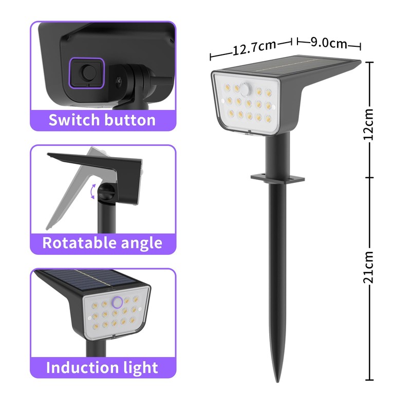 Solar Spot Lights Outdoor Motion Sensor: 2 Pack Solar Outdoor