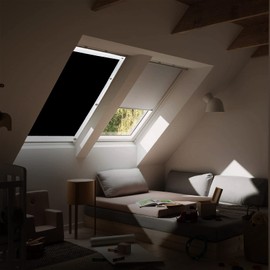 Bicolic Blackout Blind with Suction Cups, Portable Blackout Blinds Stick On, 57x100cm Temporary Blackout Material Sheet No Drilling for Windows, Bedroom, Roof, Black