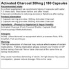 Activated Charcoal 300mg - 180 Capsules | Pure from Coconut