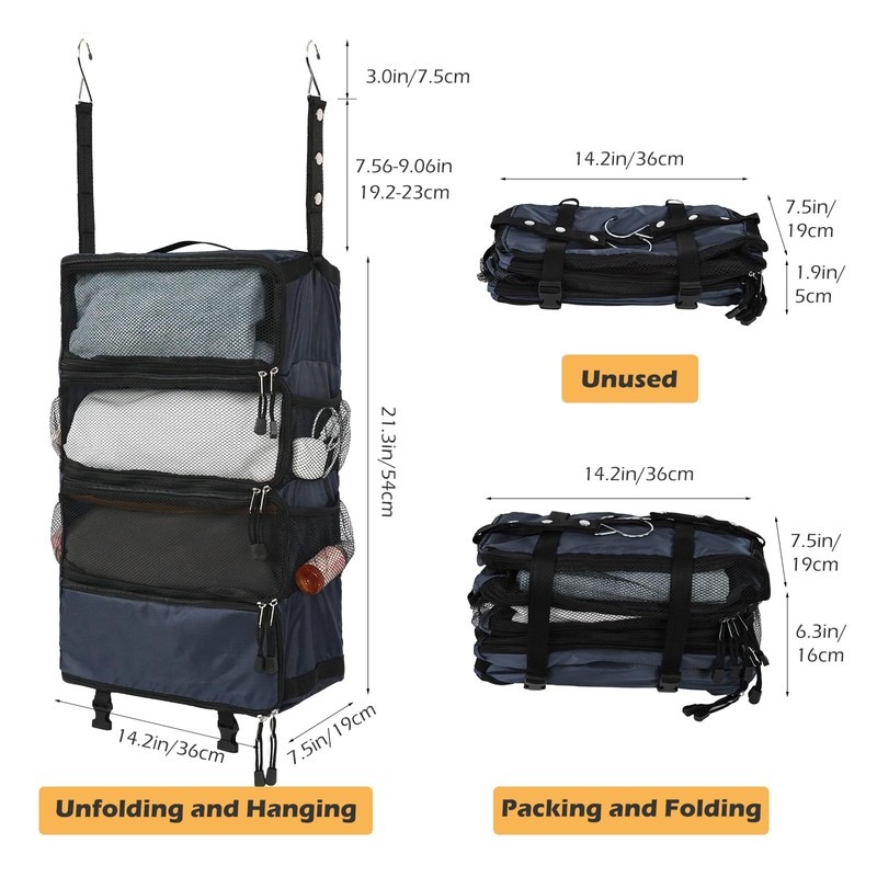 TABITORA Travel Luggage Organizer Hanging Packing Cubes Portable Hanging Shelves