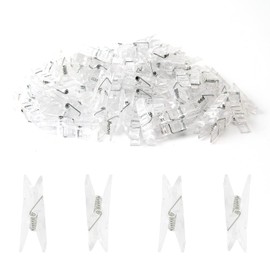LOMIMOS 100Pcs Mini Clear Photo Clips,Mini Clothespins Transparent Plastic Clear Clips for Photo DIY Crafts Party Favors Baby Shower