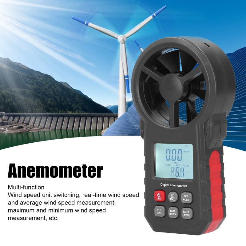 WT87B Bluetooth Digital Anemometer with LCD Backlight 9V Handheld Wind