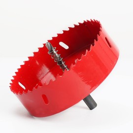 HO2NLE 120mm Hole Saw for Wood Hole Saws Cutter Core Drill Bit HSS Bi-Metal Hole Saw for Plastic, Drywall, Iron Aluminum, Tubes, Fiber Panels, Plasterboard Soft Metal,Wood, UPVC, Red