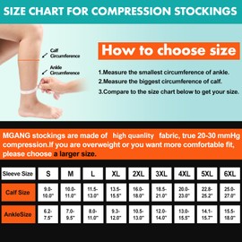 MGANG Compression Socks Opaque Knee Hi Open Toe 3XL Plus Size 20-30 mmHg Support Stockings for Lymphatic & Circulatory Issues - Alleviates for Varicose Veins, Lymphedema, DVT & CVI, Beige 3X-Large