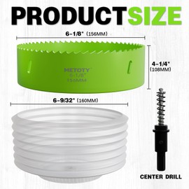 Bi-Metal 6-1/8 Inch Hole Saw for Recessed Lights, 6-1/8"(156mm) Hole Cutter with Dust Bowl Catcher – Cuts Wood, Metal, Drywall, Ideal for LED Lighting Installation
