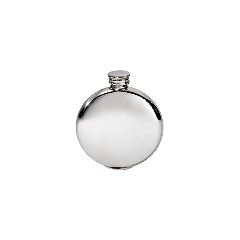 Wentworth Polished Round Pewter Pewter Bottle 4oz Capacity, Spirit Bottle