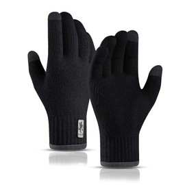 CHOOFRESK Winter Touch Screen Gloves Warm Knitted Gloves Working Outdoor Skiing Camping Hiking Running Biking Driving for Men and Women, Black, One Size