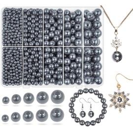 abalorio de perlas para hacer joyas, 1750 abalorio de perlas grises con agujero de 4 mm a 12 mm, abalorio espaciadoras sueltas para collar, pulsera, aretes, anillo, gargantilla, decoración de vestido