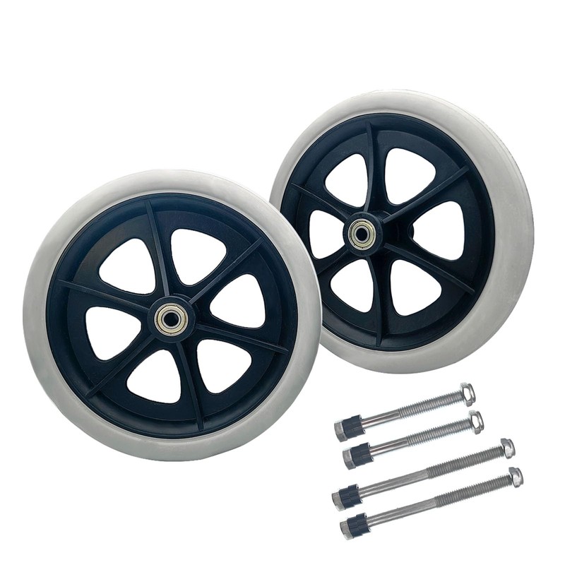 A pair of 8-Inch Solid Replacement Wheels Anti-Slip Front Wheels