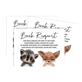 Inkdotpot 30 Books For Baby Shower Request Cards Bring A Book Instead Of A Card Raccoon and Fox Jungle Animals Baby Shower Invitations Inserts Games