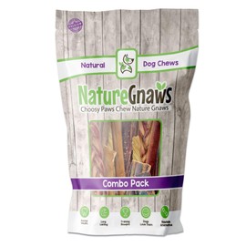 Dog Chews Variety Pack - Premium Natural Beef - Combo Bag of Bully Sticks, Tendons and Beef Jerky for Dogs - Rawhide Free (12 Count)