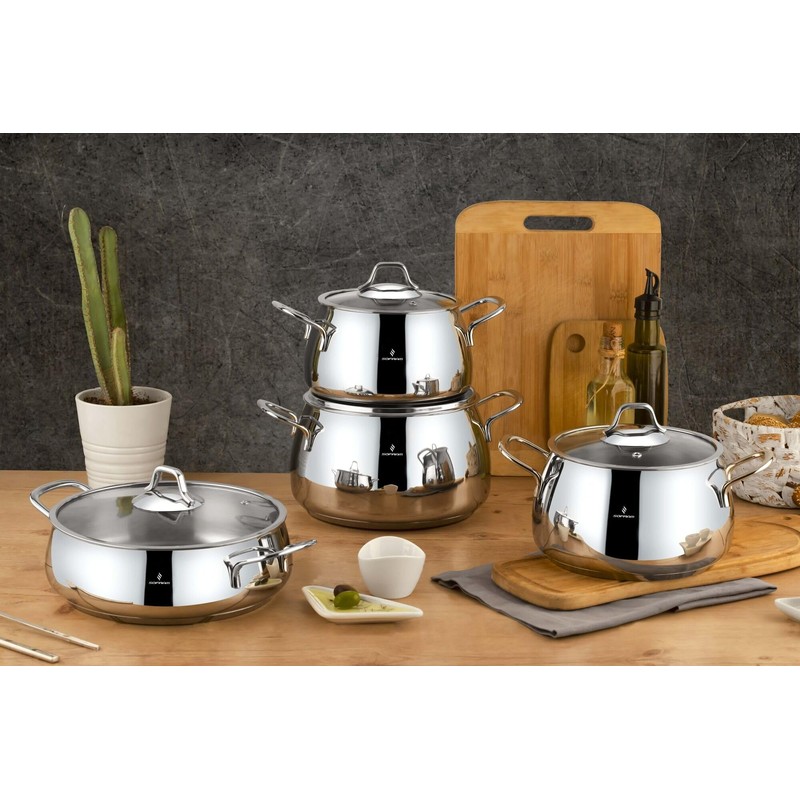 Venus Stainless Steel Deep Stock Pot with Glass Lid Soup