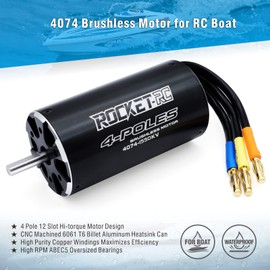 Surpass Hobby 4074 1550 KV Brushless Motor 4Pole Shaft 5mm RC Boat Motor with Water Cooling Jacket for RC Boat (1550kv)