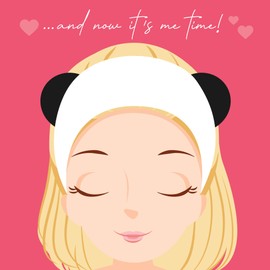 Legami - Me Time 24.5 x 11 cm Polyester Panda Theme Hair Clip for Makeup Facial Treatment Soft Band