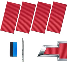 LZLRUN LZLRUN Compatible with Bowtie Logo Wrap Stickers Cut-Your-Own Emblem Overlay DIY Decals for Chevy (11.8 Inch x 4 Inch) (Red Carbon Fiber)